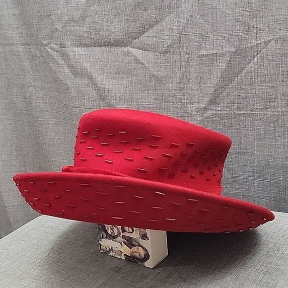 Scala VTG Red Hat Society - Handmade 100% wool Hat Women\'s - Beaded, Fedora, Bow main image 7